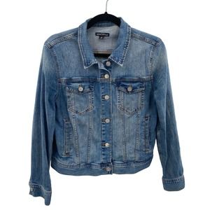 J. Crew Mercantile Trucker Denim Jacket Womens Medium Blue Jean Cotton Polyester